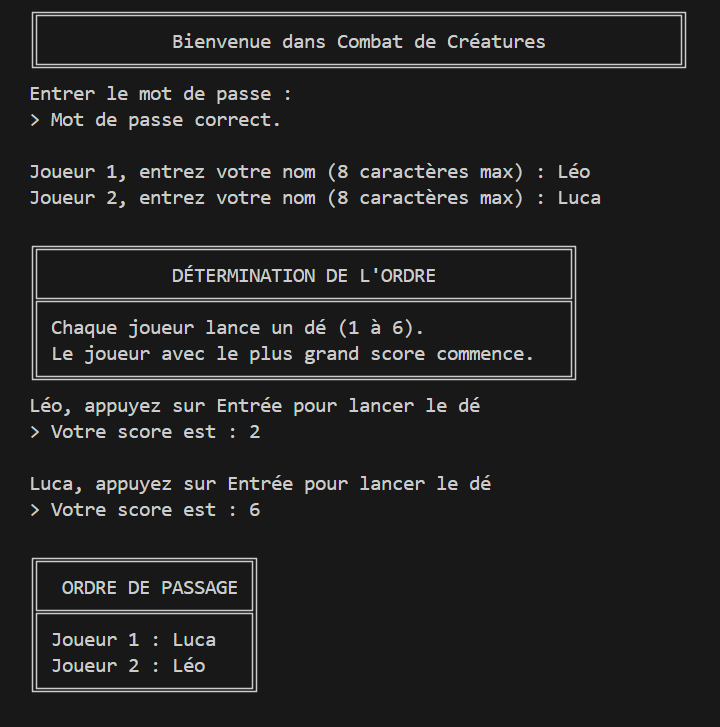 Jeu Combat Tour par Tour