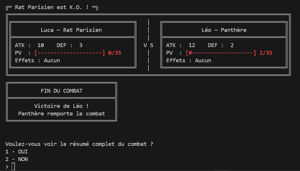 Jeu Combat Tour par Tour