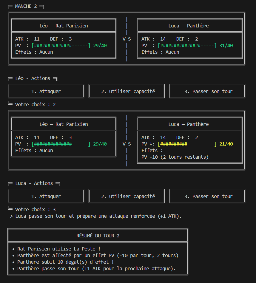 Jeu Combat Tour par Tour