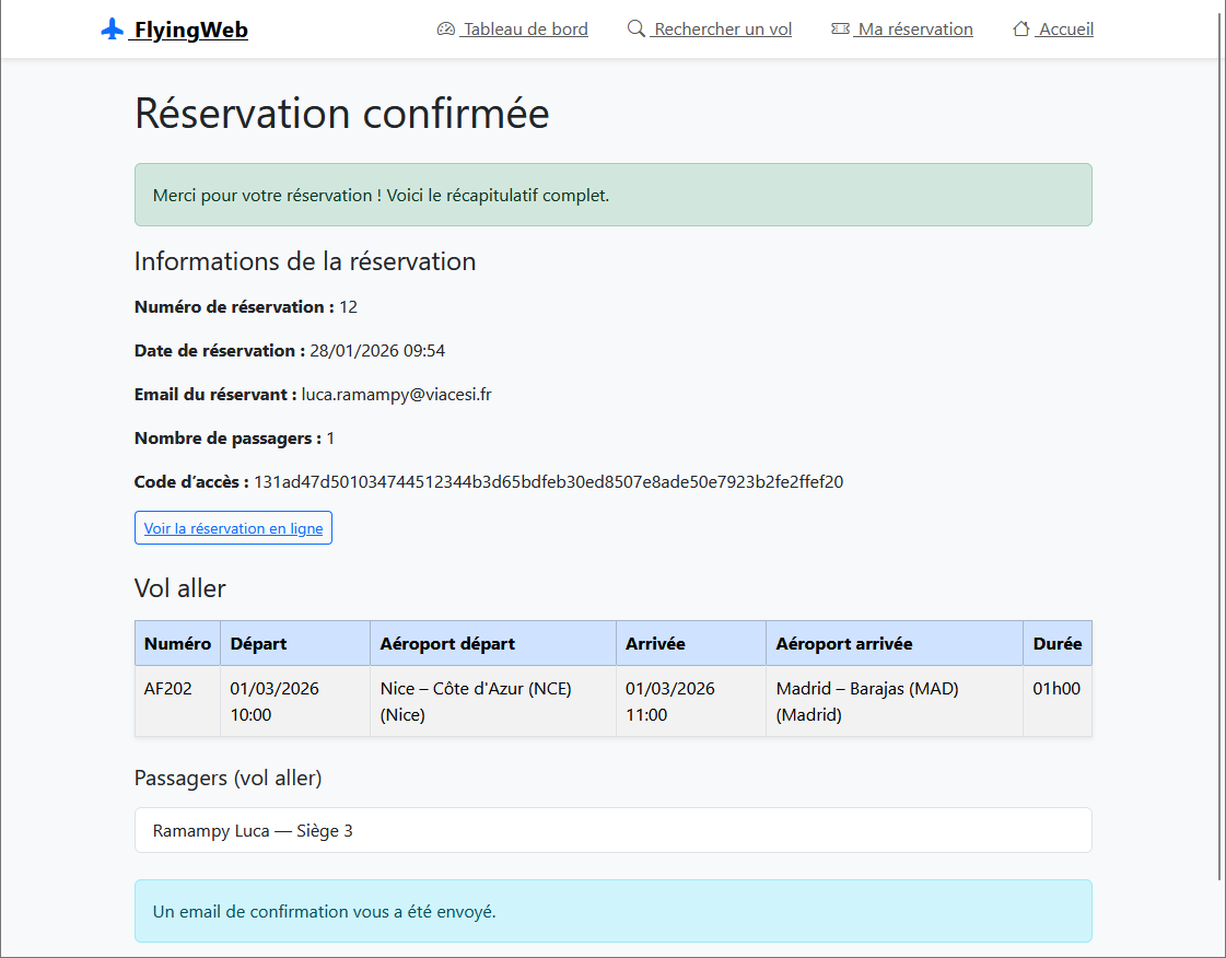 Flying Web - Application Web de gestion