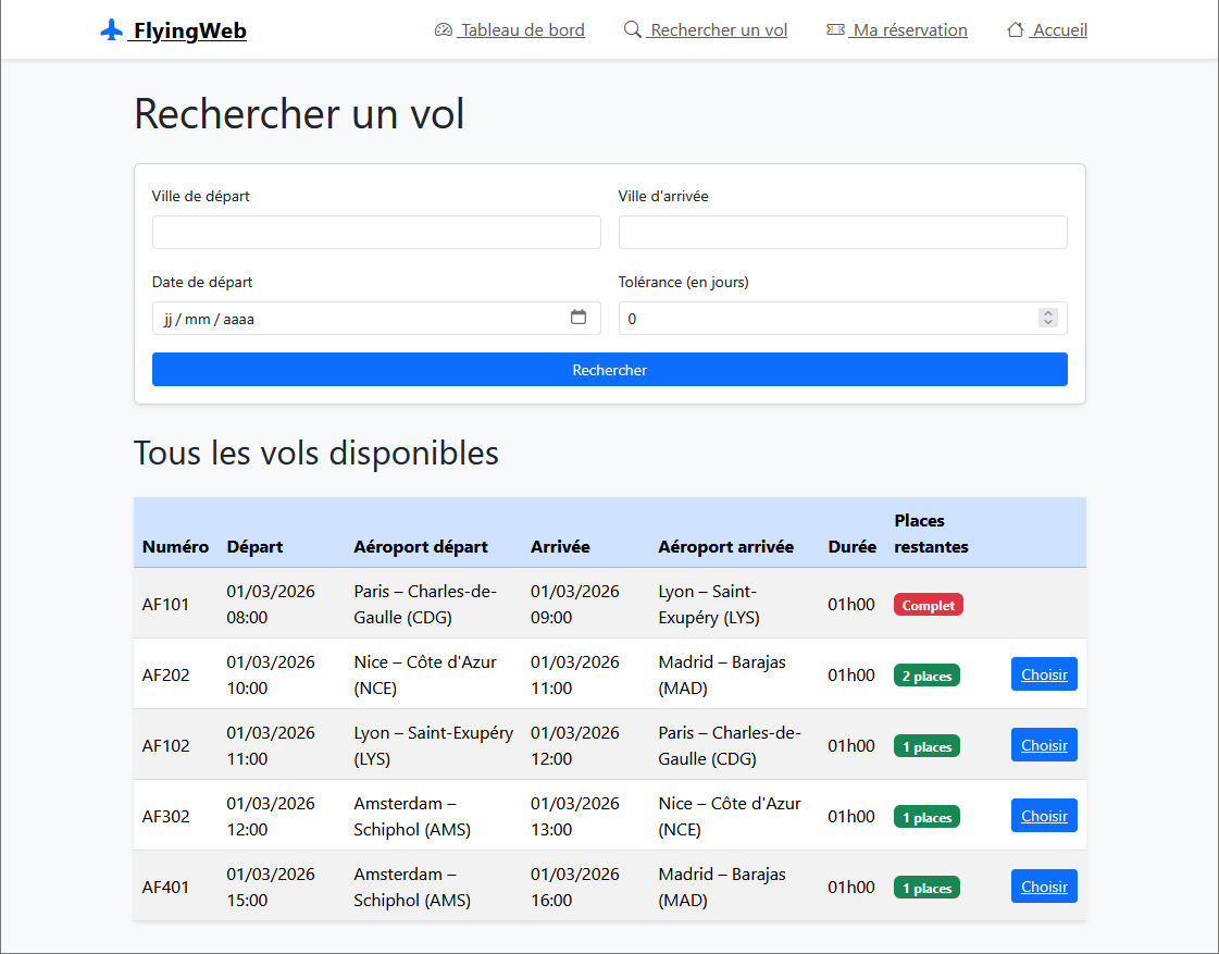 Flying Web - Application Web de gestion