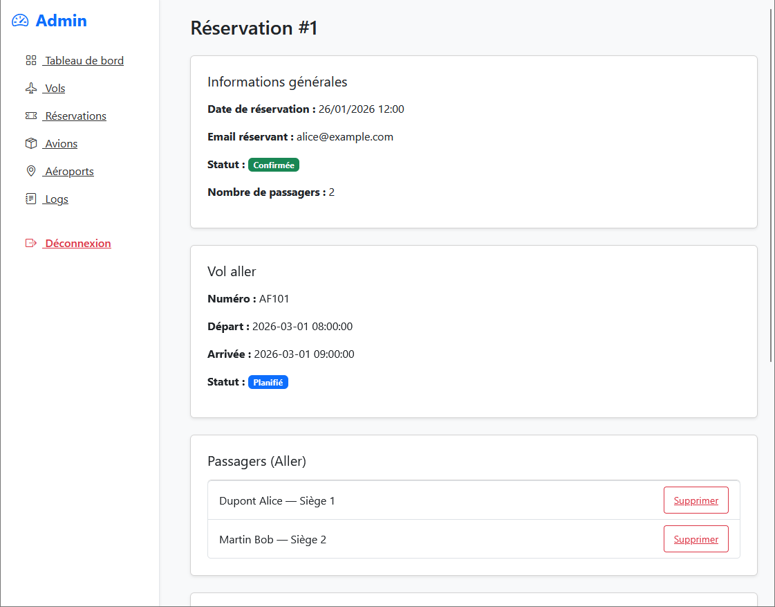 Flying Web - Application Web de gestion