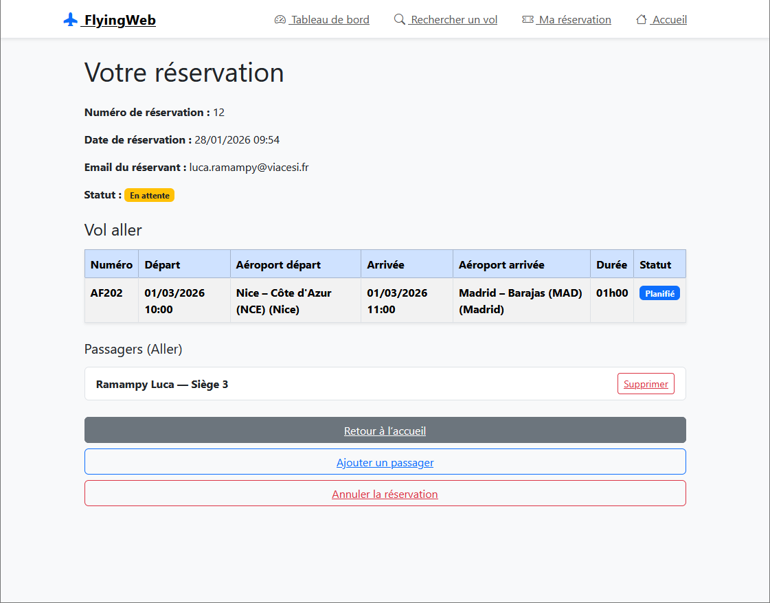 Flying Web - Application Web de gestion