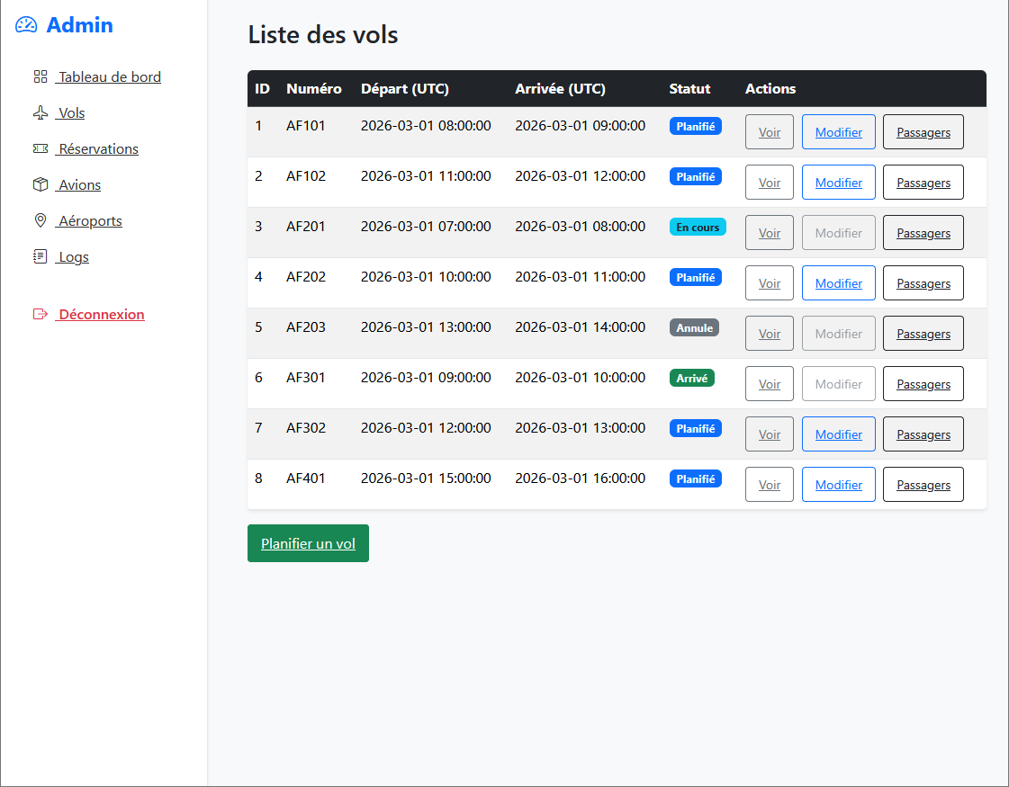 Flying Web - Application Web de gestion